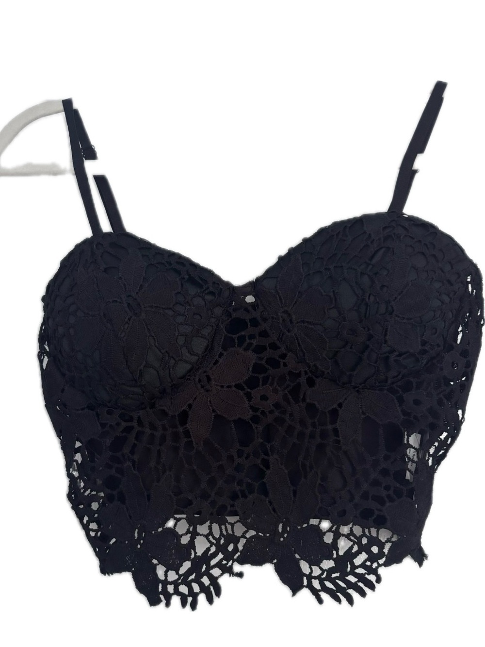 Charlotte Russe Black Crochet Lace Longline Bralette